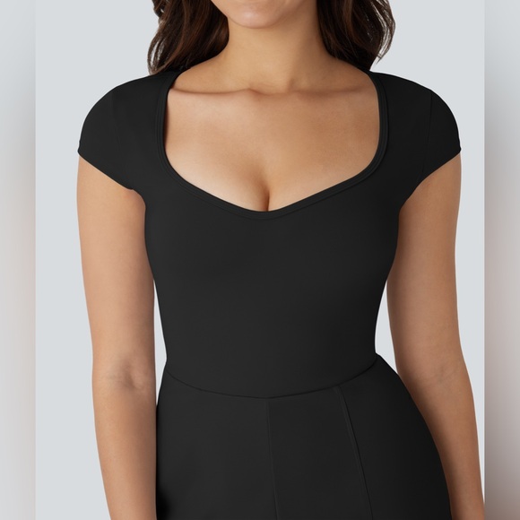 Halara SoftlyZero Airy Easy Peezy Yoga Romper Black XS - Picture 3 of 6